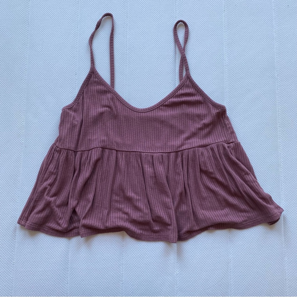 Caution To The Wind Mauve Ribbed Swing Cami
